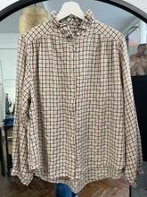Load image into Gallery viewer, Lisa Check Frill Shirt Cream/Choc
