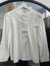 Load image into Gallery viewer, Claudette Embroidered Frill Collar Blouse Off White
