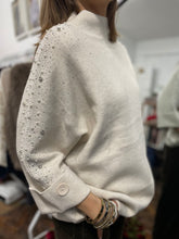 Load image into Gallery viewer, Carrie Folded Sleeve Crystal Jumper Cream
