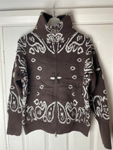 Load image into Gallery viewer, Chocolate Bandana Print Zip Cardigan
