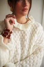 Load image into Gallery viewer, Esme Frill Collar Textured Knit Cream
