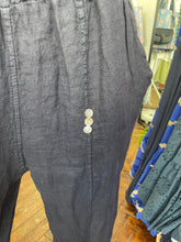 Load image into Gallery viewer, Bea Linen Button Tapered Crop Navy
