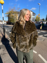 Load image into Gallery viewer, Fur Faux Mink Jacket Olive
