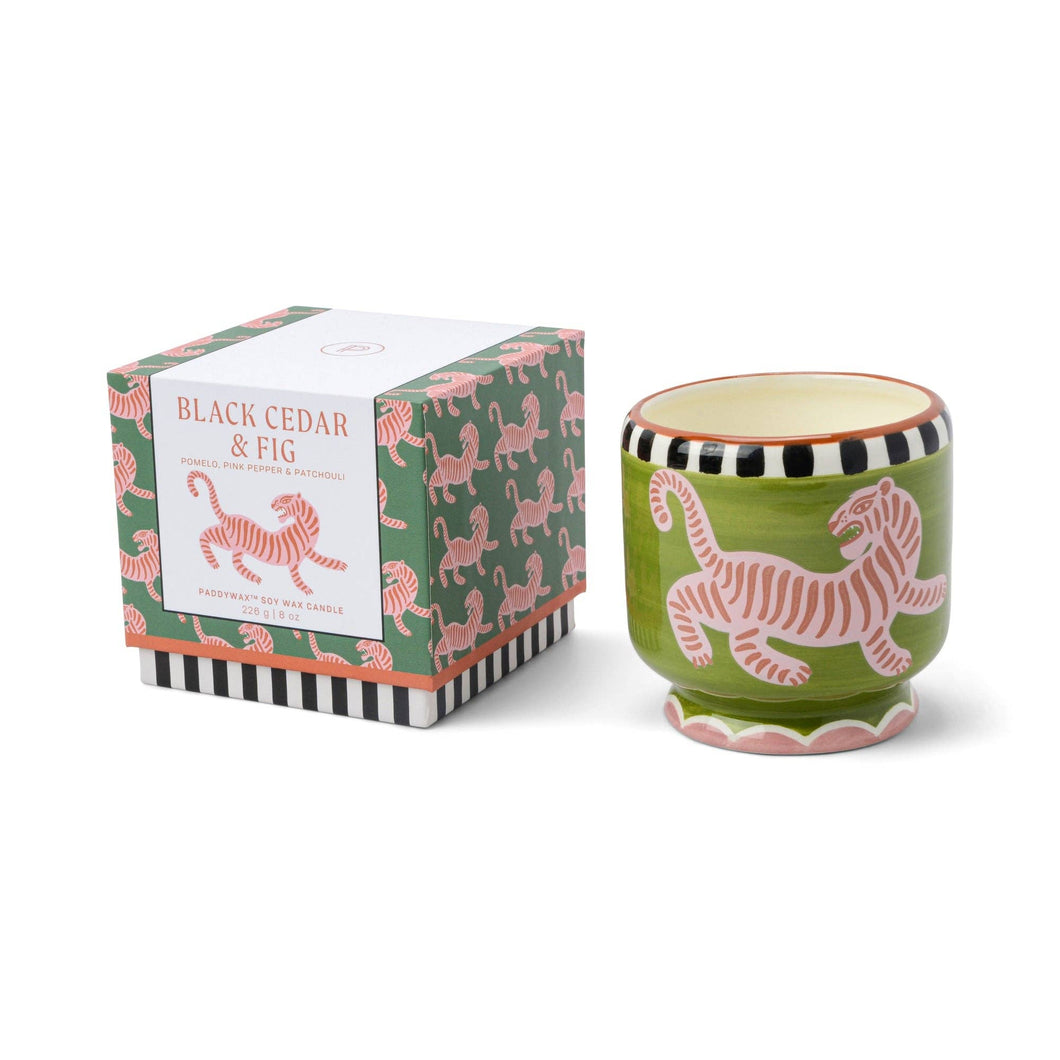 Paddywax A Dopo Tiger Ceramic Candle - Black Cedar & Fig