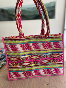 Ziggy Cotton Beaded Bag Pink