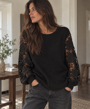 Load image into Gallery viewer, Rina Lace Sleeve Jumper Black
