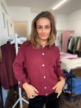 Load image into Gallery viewer, Alpaca Frill Cuff Cardigan Wine
