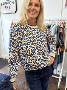 Bolt Leopard Sweat Navy