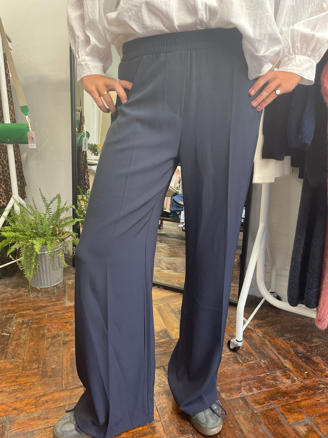 Taylor Wide Leg Trousers Navy