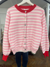 Load image into Gallery viewer, Posie Striped Colour Block Cardigan Pink/White/Red
