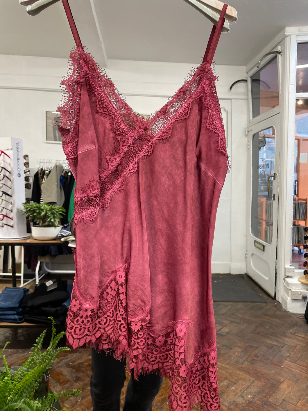 Amy Asymmetrical Lace Cami Bordeaux