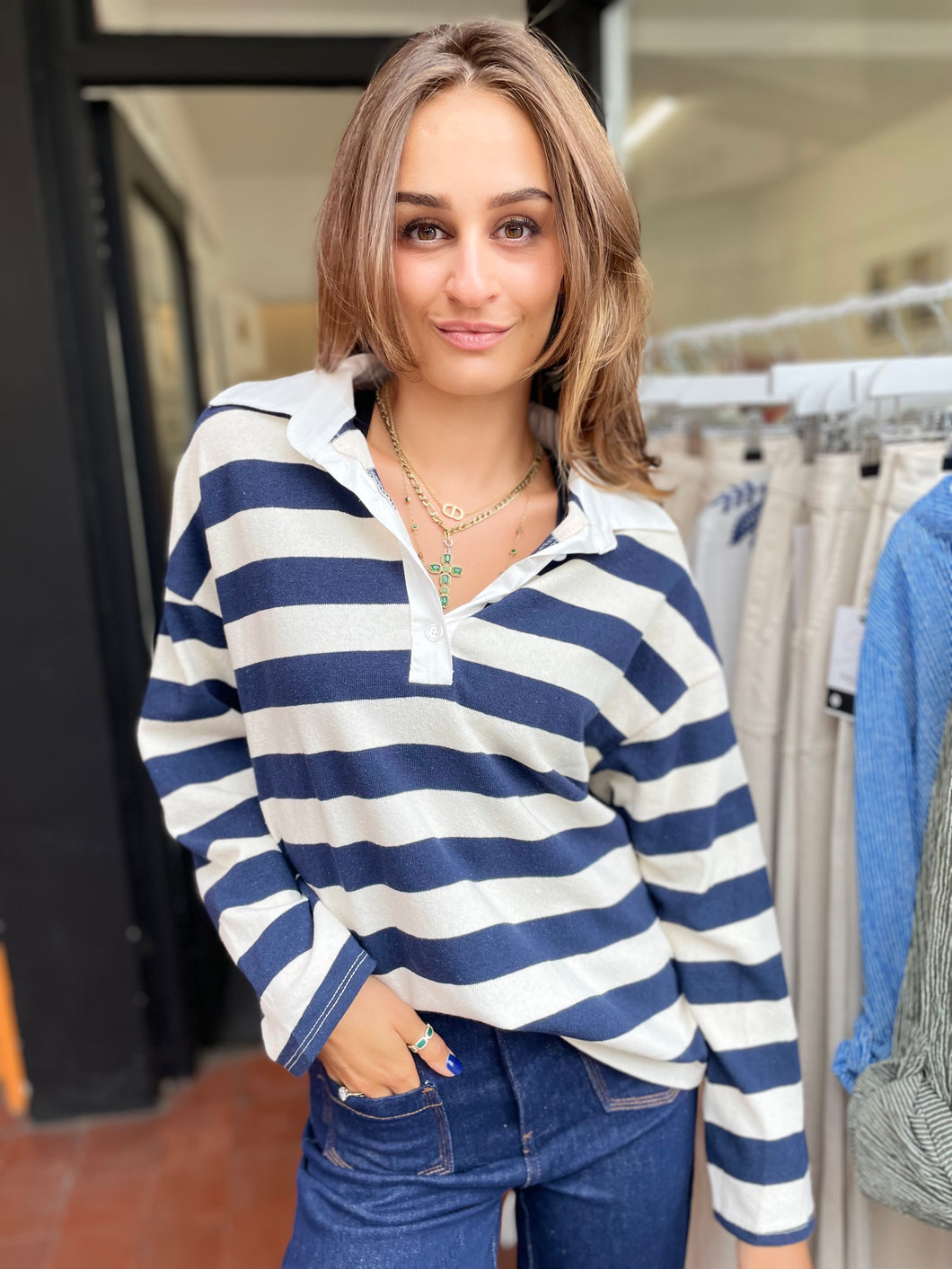 Rita Rugby Shirt Navy/Stone