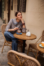 Load image into Gallery viewer, Marceau Checked Peter Pan Collar Blouse Blue/Ecru/Beige
