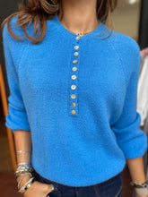 Load image into Gallery viewer, Soft Button Collar Jumper Cornflower
