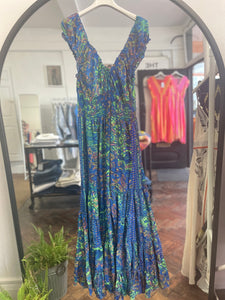 Silky Sue Paisley Dress Cobalt/Green Paisley