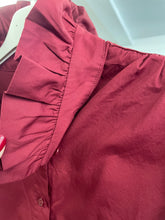 Load image into Gallery viewer, Mabel Cotton Frill Neck Blouse - Bordeaux
