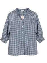 Load image into Gallery viewer, Valentina Checked Voile 3/4 Sleeve Airforce
