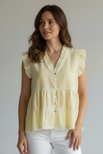 Load image into Gallery viewer, Mary Tiered Stripe Insert Top Lemon
