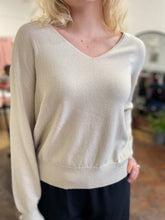 Load image into Gallery viewer, Holly Sparkle V Neck Gold Jumper
