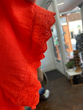 Load image into Gallery viewer, Valencia Broderie Voile Short Sleeve Orange Blouse
