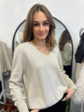 Load image into Gallery viewer, Holly Sparkle V Neck Gold Jumper

