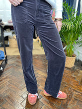 Load image into Gallery viewer, Marsha Patch Pocket Stretch Wide Leg Cord Trousers Dark Grey
