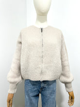 Load image into Gallery viewer, Mohair Zip Front Cardigan Beige
