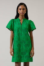 Load image into Gallery viewer, Ema Shift Mini Dress Palms Eyelet: Green
