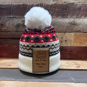 Unisex Cream Nordic Cosy Bobble Hat