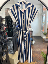Load image into Gallery viewer, Wide Stripe Cotton Dress Navy
