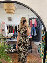 Load image into Gallery viewer, Karina Twist Side Knot Dress Leopard
