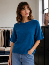 Load image into Gallery viewer, Maris Scalloped Edge Short Sleeve Jumper Peacock
