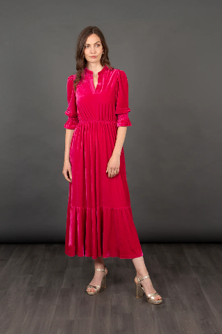 Pandora Velvet Midi Dress Pink