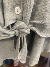 Load image into Gallery viewer, Washed Linen Longline Tie Front Shirt Khaki
