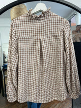 Load image into Gallery viewer, Lisa Check Frill Shirt Cream/Choc
