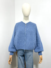 Load image into Gallery viewer, Mohair Zip Front Cardigan Jeans Blue
