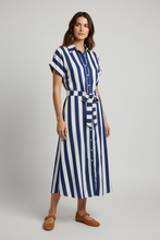 Load image into Gallery viewer, Wide Stripe Cotton Dress Navy
