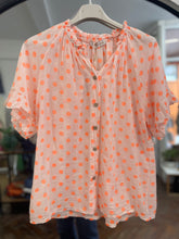 Load image into Gallery viewer, Valencia Spot Voile Short Sleeve Neon Orange Blouse
