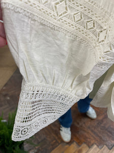 Lena Pintuck & Lace Blouse Cream