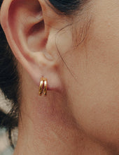 Load image into Gallery viewer, Gold Double Layer Huggie Hoop Earrings, Waterproof
