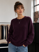 Load image into Gallery viewer, Mira Scalloped Edge Long Sleeve Jumper Aubergine
