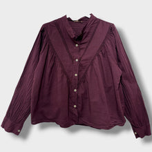 Load image into Gallery viewer, Gayle Long Sleeve Lace Insert Blouse Plum
