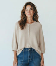 Load image into Gallery viewer, Diamonte Button Alpaca Jumper Sand
