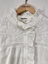 Load image into Gallery viewer, Claudette Embroidered Frill Collar Blouse Off White
