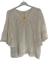 Load image into Gallery viewer, Nerissa V Neck Embroidered Top Cream
