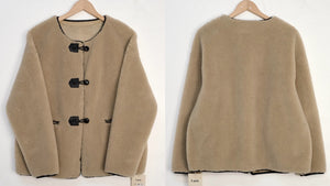 Shearling Jacket with Toggles Beige