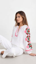 Load image into Gallery viewer, Camelia Embroidered Sleeve Smock White
