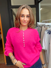 Load image into Gallery viewer, Soft Button Collar Jumper Fuschia
