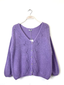 Elle Reversible Cardigan Mohair Lilac