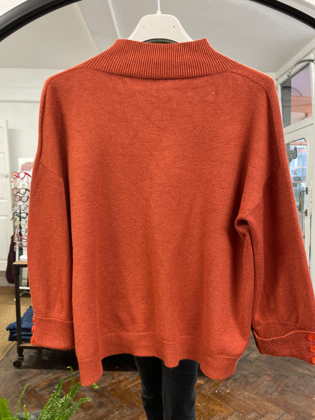 Bella Button Cuff Jumper Burnt Orange